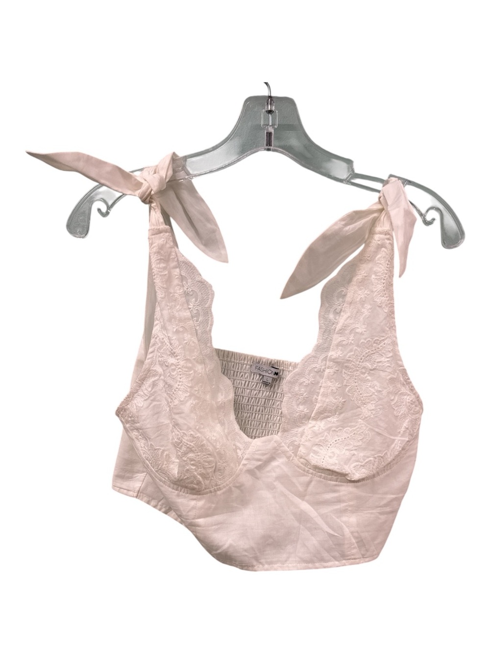 Fashion Nova Blush Lace Tie-Shoulder Bralette